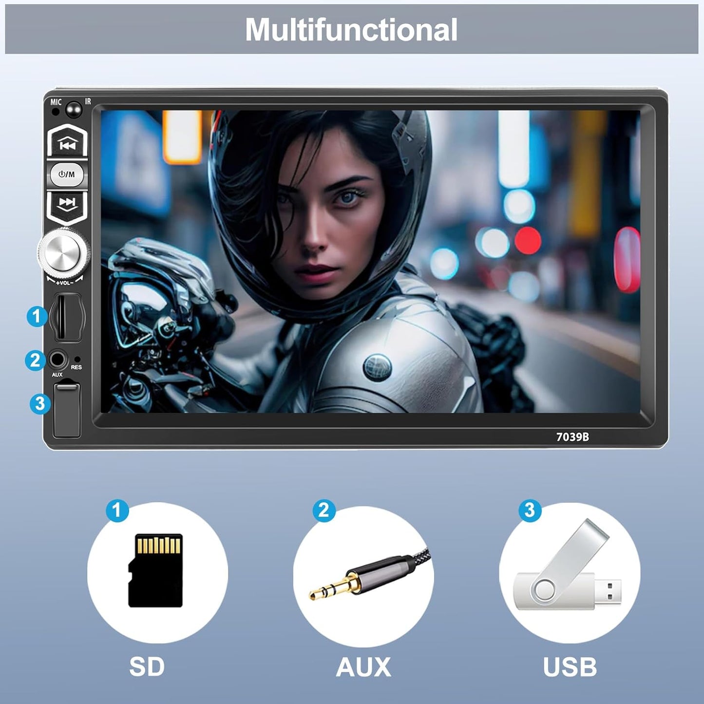 CAMECHO 1 DIN Car Radio with CarPlay Android Car 7 Inch Screen with Bluetooth Touchscreen with Reversing Camera Mirror Link FM Radio SWC USB
