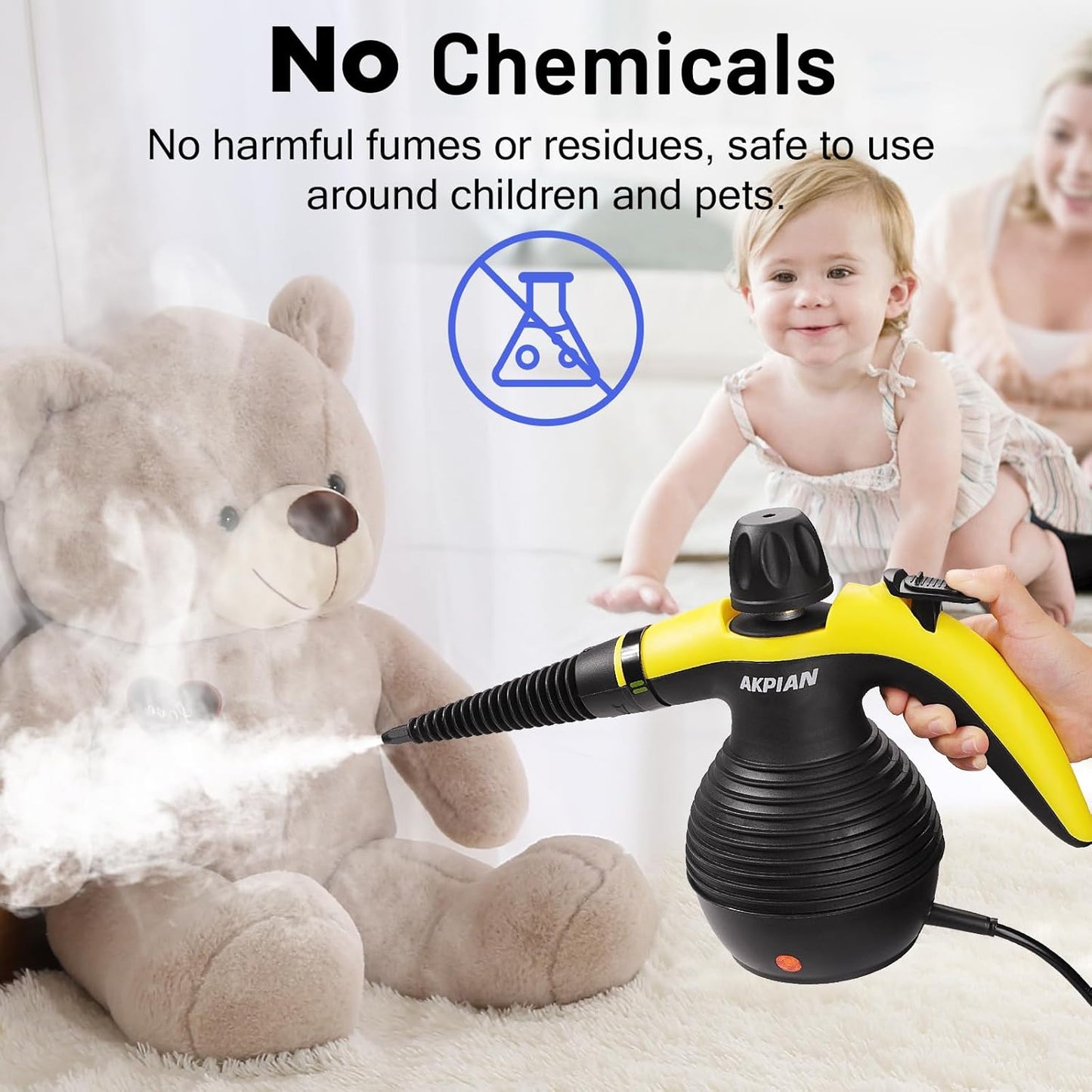 Handheld Steam Cleaner, Steam Cleaner, Cleaning Steamer, Portable Multi-Purpose Steam Cleaner with Safety Lock and 10 Piece Accessory Kit for Removing Dirt, Grease