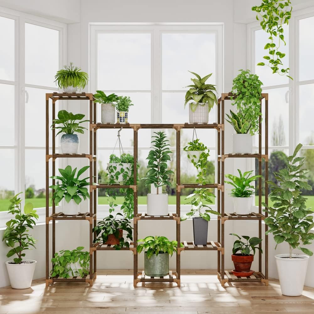 Suport plante Bamworld 7 niveluri lemn bambus pentru interior exterior