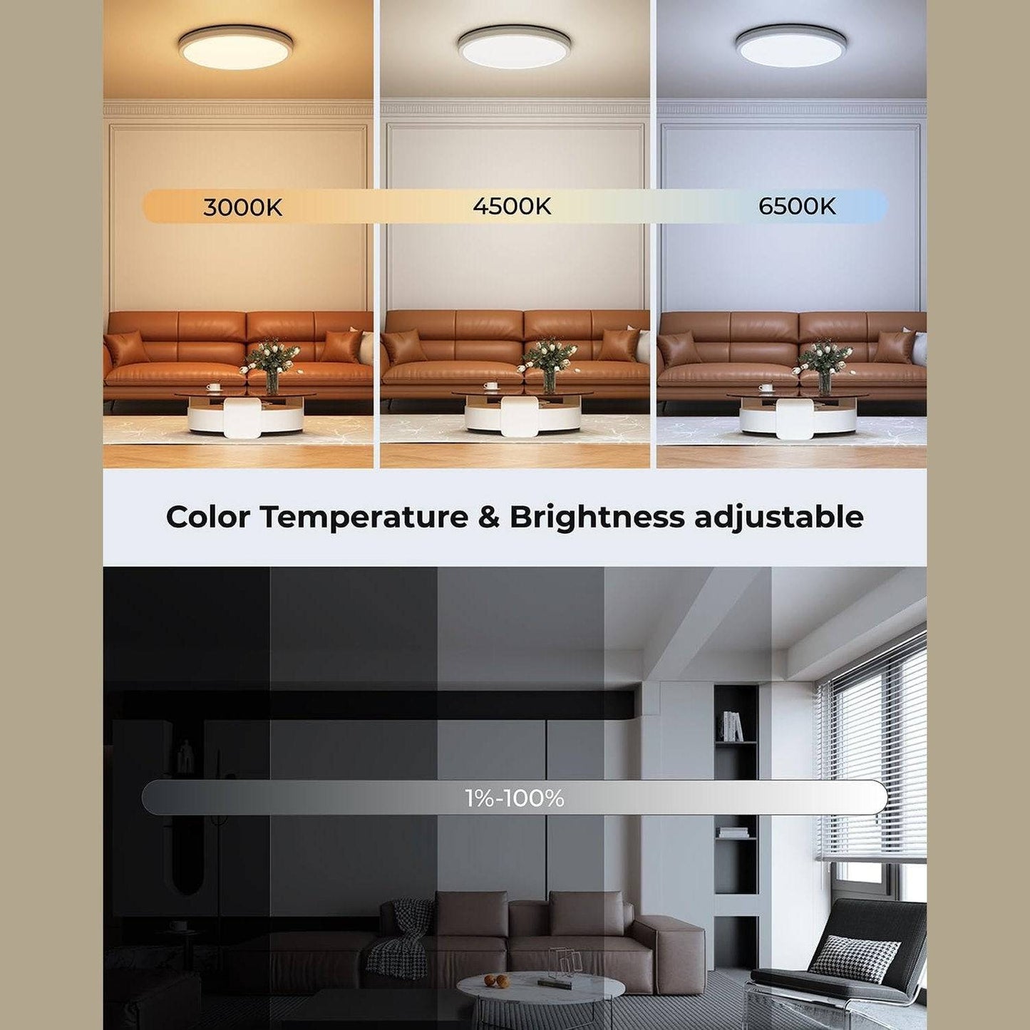 Smart Ceiling Light RGB, LED Ceiling Light Dimmable 24 W, 16 Million DIY Colours, Compatible with Alexa & Google Assistant, RGB Ceiling Light LED for Bedroom, Living Room, Round, 30 cm