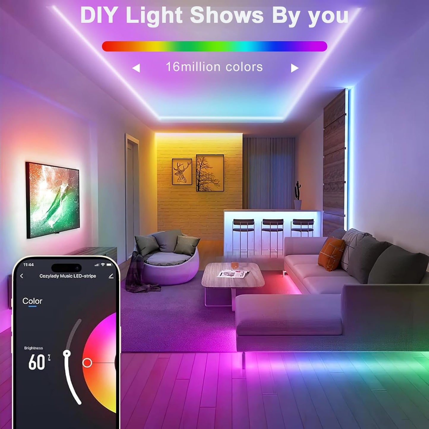 Banda Led Neon Smart Lamomo Diferite Marimi RGB, 24V