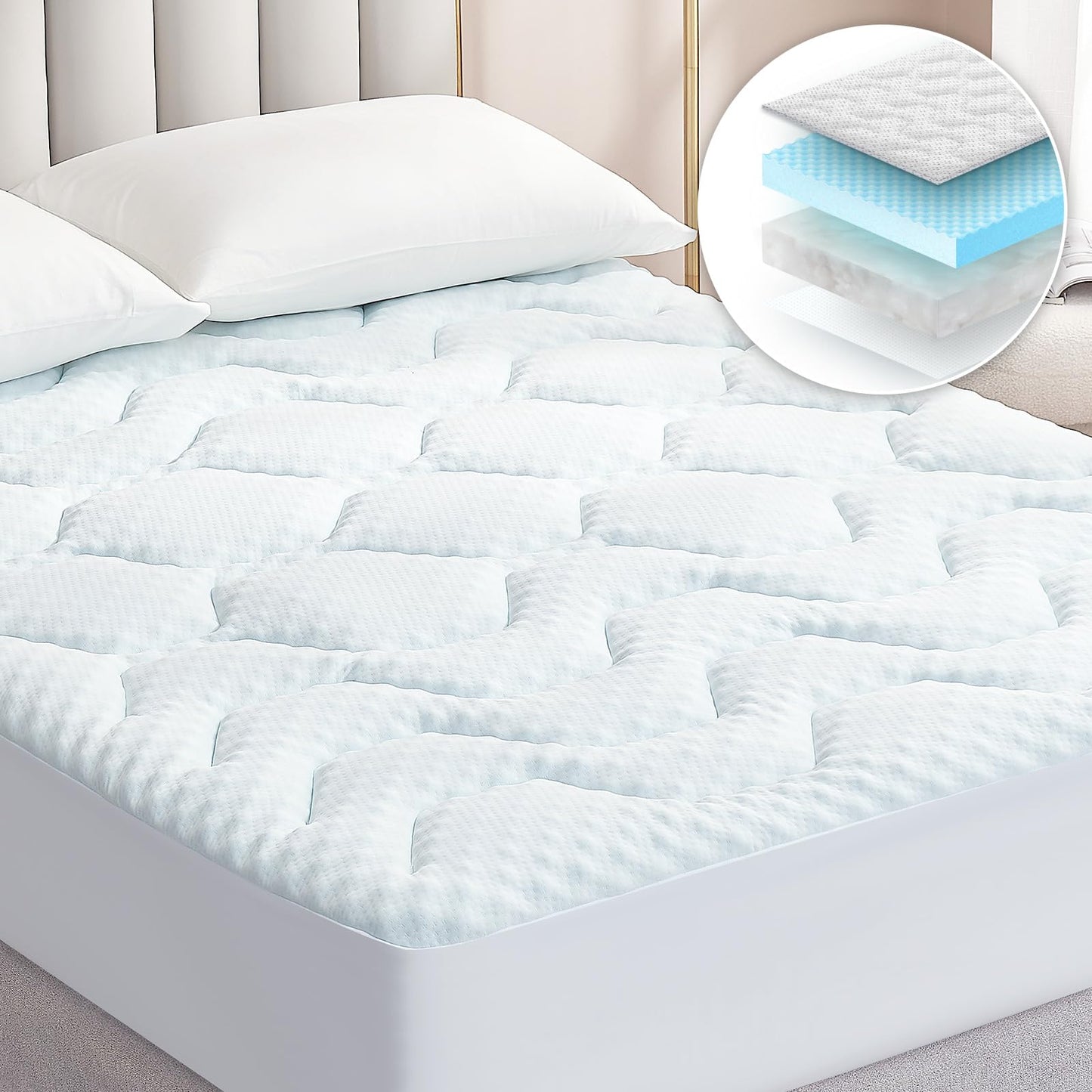 Topper saltea EHEYCIGA Gel 90 x 190 cm memory foam racoritor