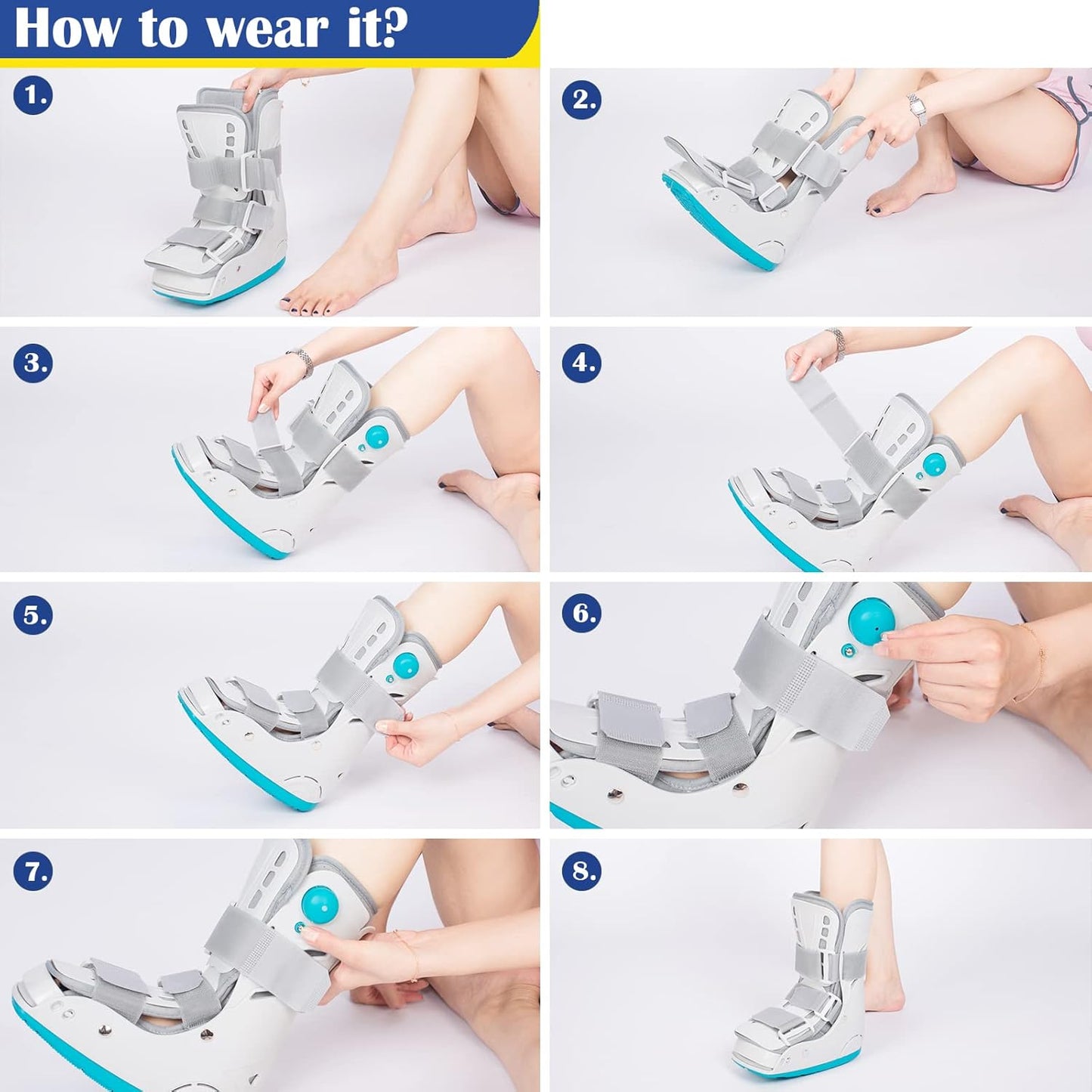 Medical Inflatable Walking Shoe Orthopedic Foot Fracture Shoe Ultralight Walking Shoe for Sprained Ankle, Stress Fracture, Broken Foot or Achilles Tendonitis (S)