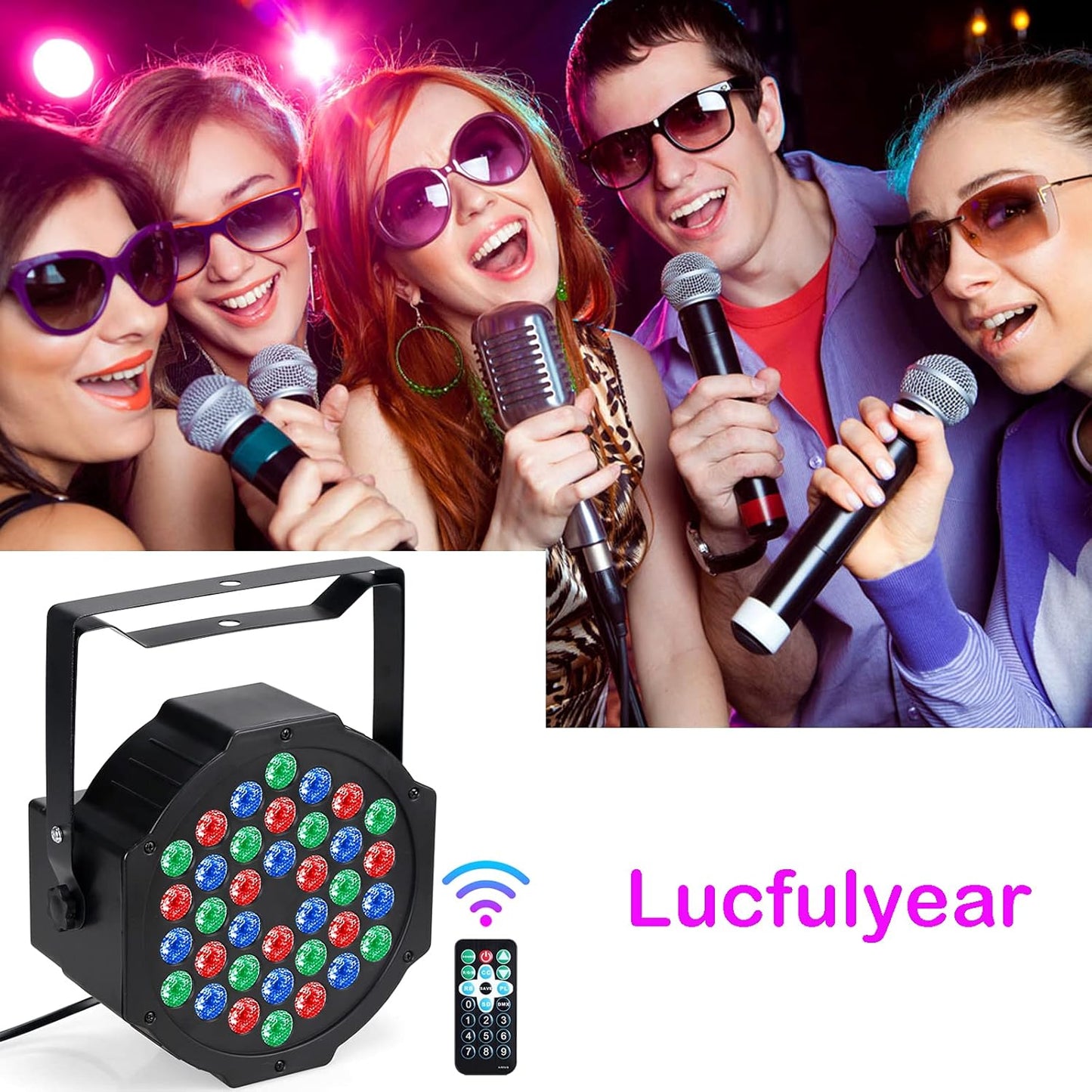 Set of 4 LED Par Spotlights, 36 LED Stage Light 36 W Disco Light Party Light RGB Digital Multiplex512 with Remote Control Headlight for KTV Stage Show DJ Party Christmas