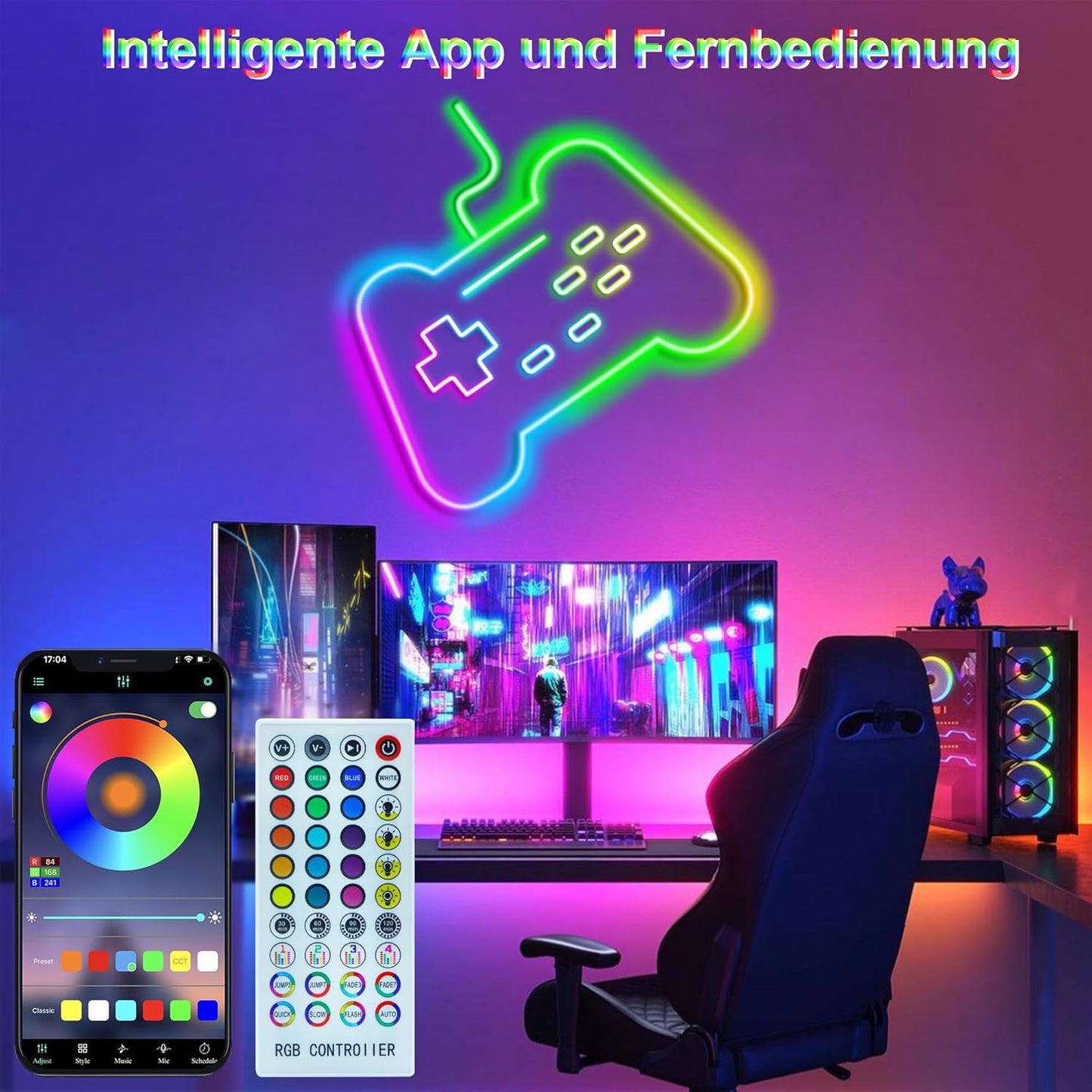 15 m RGB Neon LED Strip, Flexible Multicoloured Neon LED Strip, Control with App/Remote Control, IP67 LED Neon Rope Light for Gaming Bedroom Indoor and Outdoor Decoration