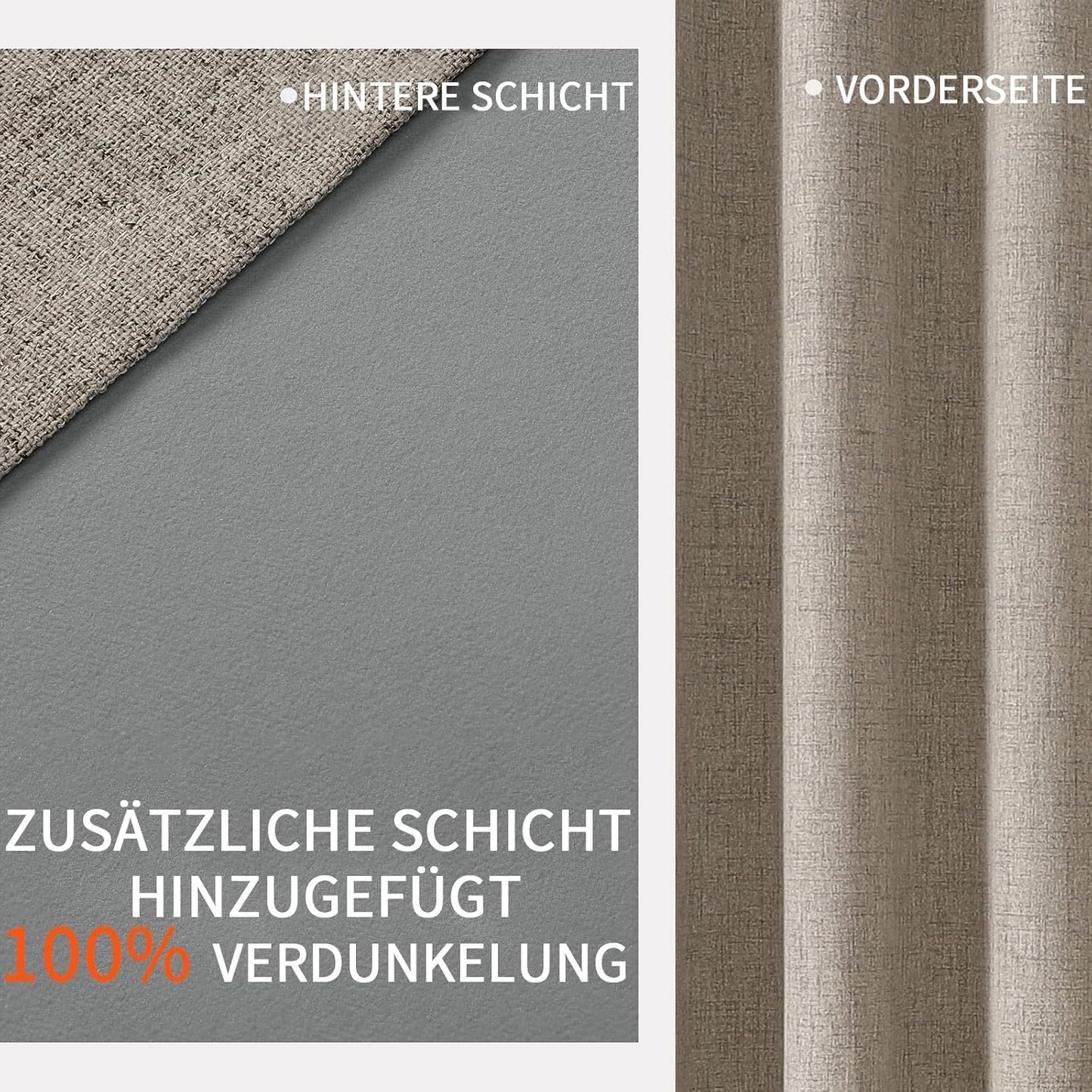 Joydeco 2-Piece Indoor Blackout Curtains, Linen Thermal Curtains with Eyelets for Modern Living Room, Children's Room, Bedroom (Linen, 2 x W140 x H260)