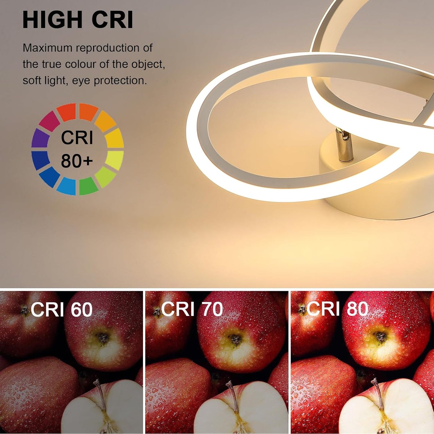Comely LED Ceiling Light, 22 W, 2500 lm, Modern, Warm White Light, 3000 K, Creative Flower Shape, Acrylic Lamp, White, for Bedroom, Dining Room, Kitchen, Hallway, Balcony