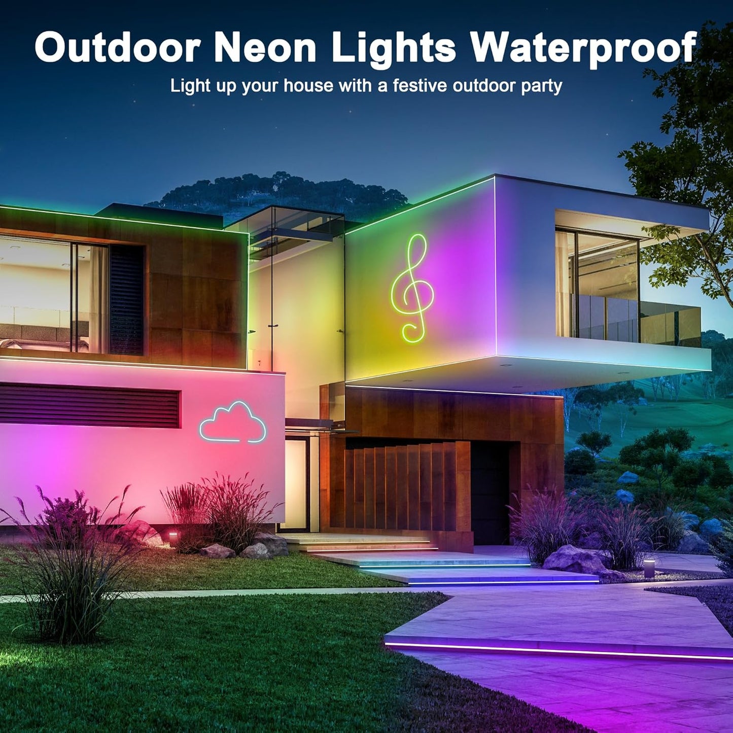 Mexllex 10m RGB Neon LED Strip with App Control, Music Sync, IP67 Waterproof for Indoor and Outdoor Use