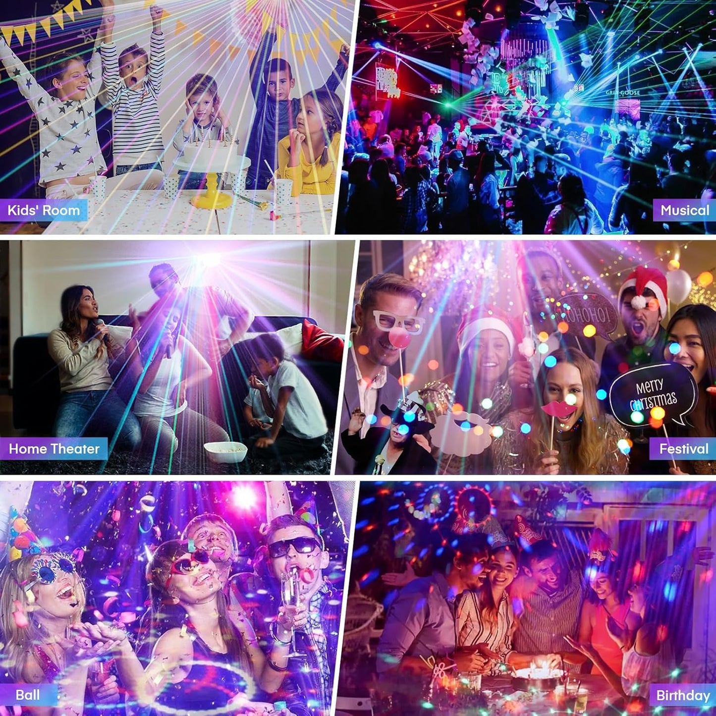 Disco Lights, 5-in-1 Led DJ Light with Tripod Stand, Kaleidoscope Ball/Red Green Pattern/Sound Activated/Star Light/Strobe Effect, Portable Disco Ball for Gig Disco Party DJ Stage Lighting