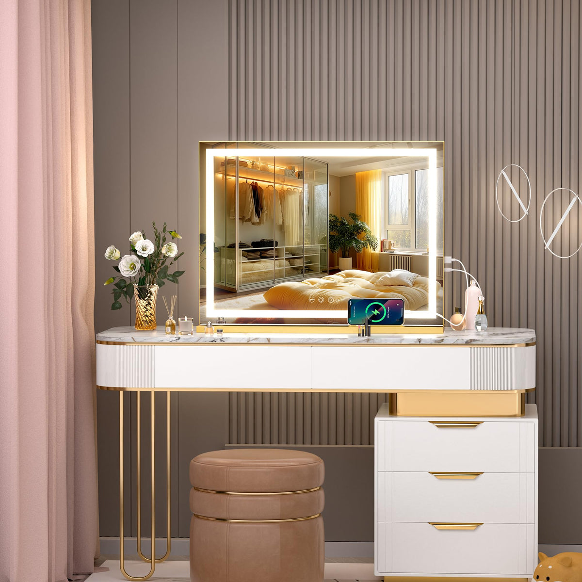 Oglinda cosmetica Hasipu 70x50 cm LED 3 moduri lumina touch