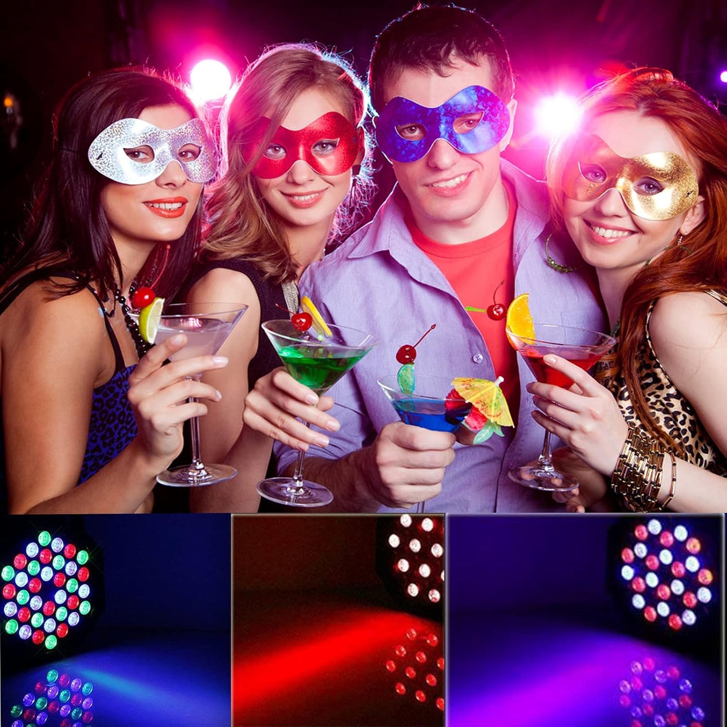 Set of 4 LED Par Spotlights, 36 LED Stage Light 36 W Disco Light Party Light RGB Digital Multiplex512 with Remote Control Headlight for KTV Stage Show DJ Party Christmas