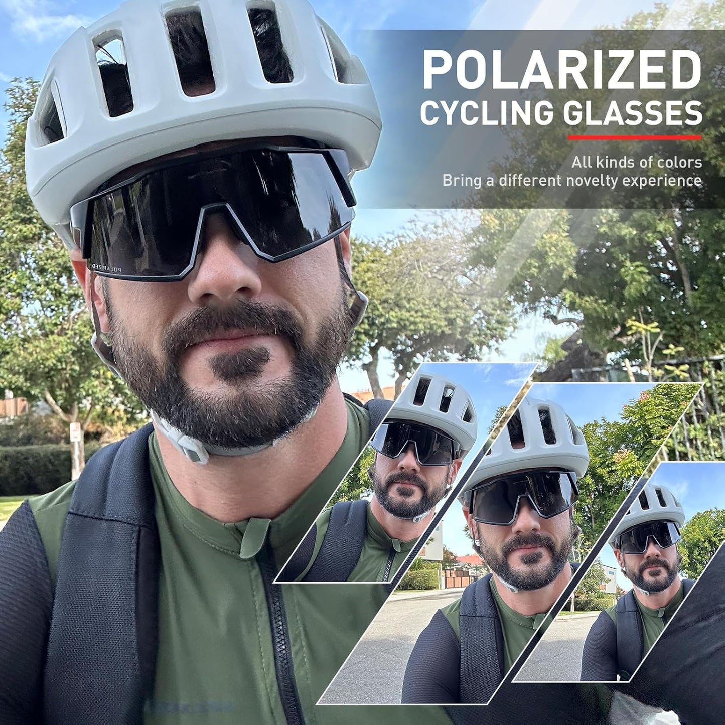 KAPVOE Polarized Cycling Glasses With 1 Lens Or 4 Interchangeable Lens Tr90 Frame For Men Women Sports Sunglasses Bike K9022