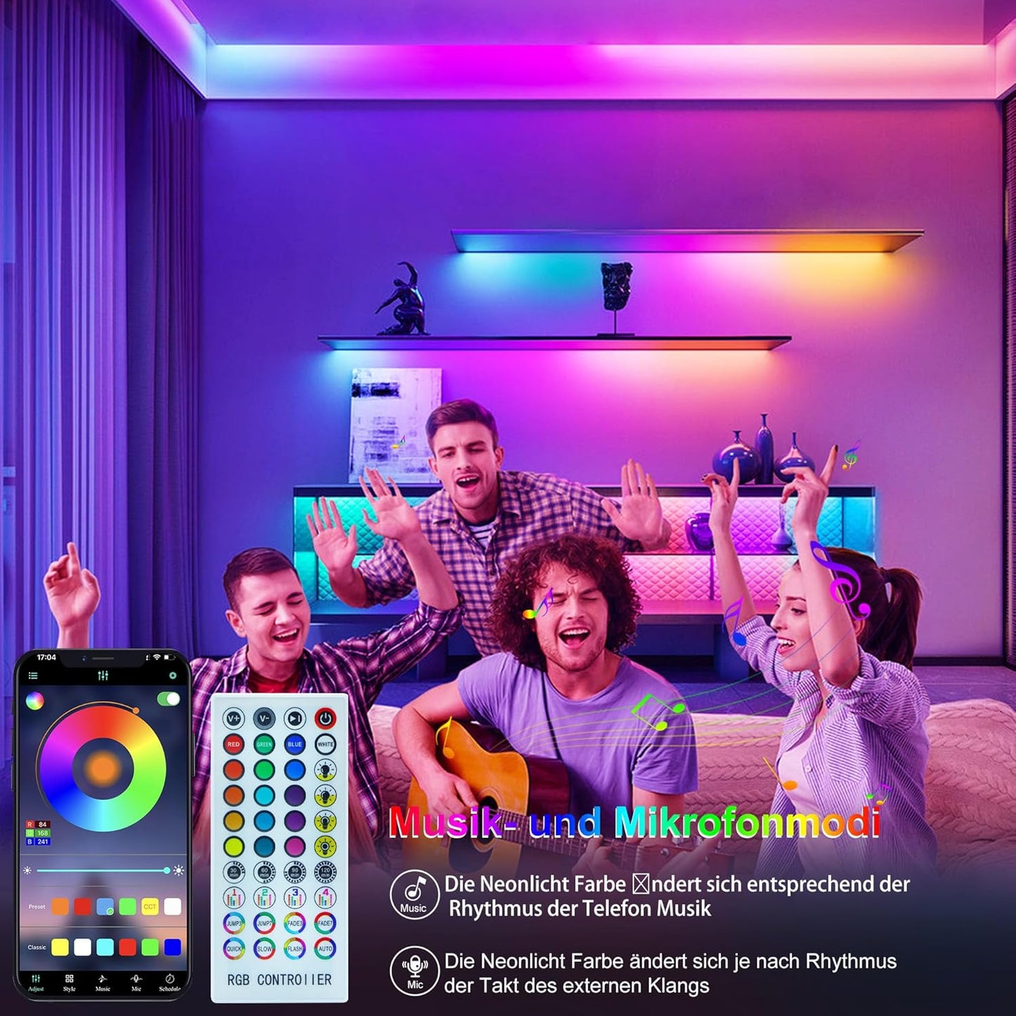 15 m RGB Neon LED Strip, Flexible Multicoloured Neon LED Strip, Control with App/Remote Control, IP67 LED Neon Rope Light for Gaming Bedroom Indoor and Outdoor Decoration
