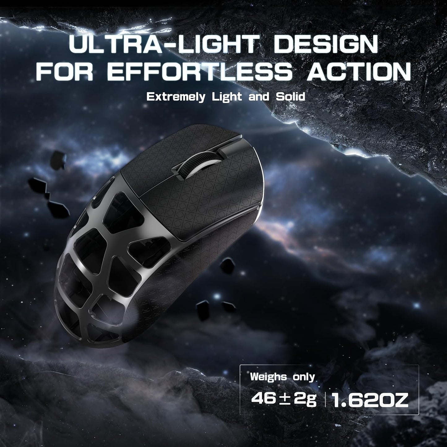 ATTACK SHARK R3PRO 46g Superlight Magnesium Alloy Mouse, 8000Hz Wireless Polling Rate, 26000 DPI, 2.4G/BT/Wired Gaming Mouse, PixArt PAW3395 Sensor G502, with Coiled Cable, PC/Mac, Grey