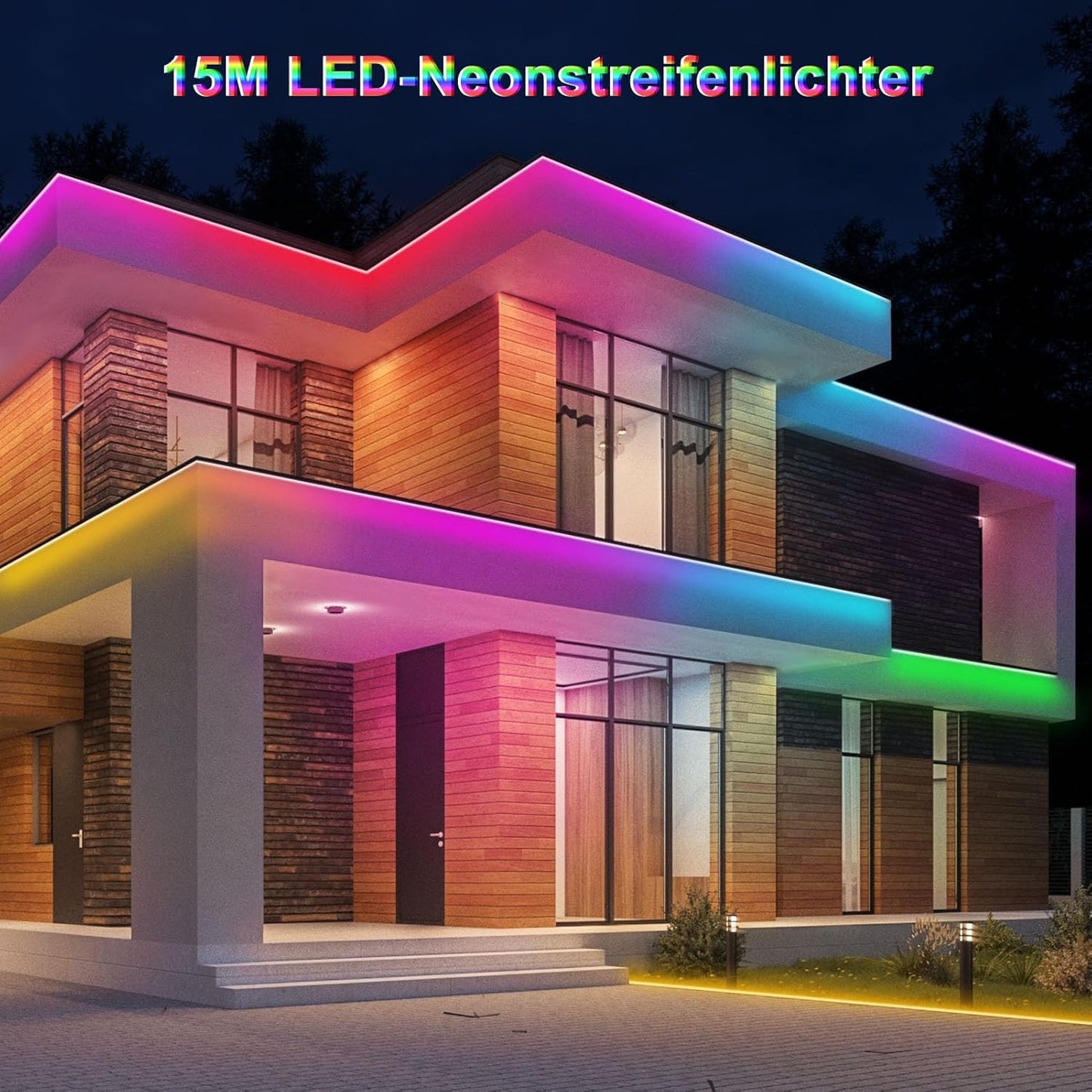 15 m RGB Neon LED Strip, Flexible Multicoloured Neon LED Strip, Control with App/Remote Control, IP67 LED Neon Rope Light for Gaming Bedroom Indoor and Outdoor Decoration