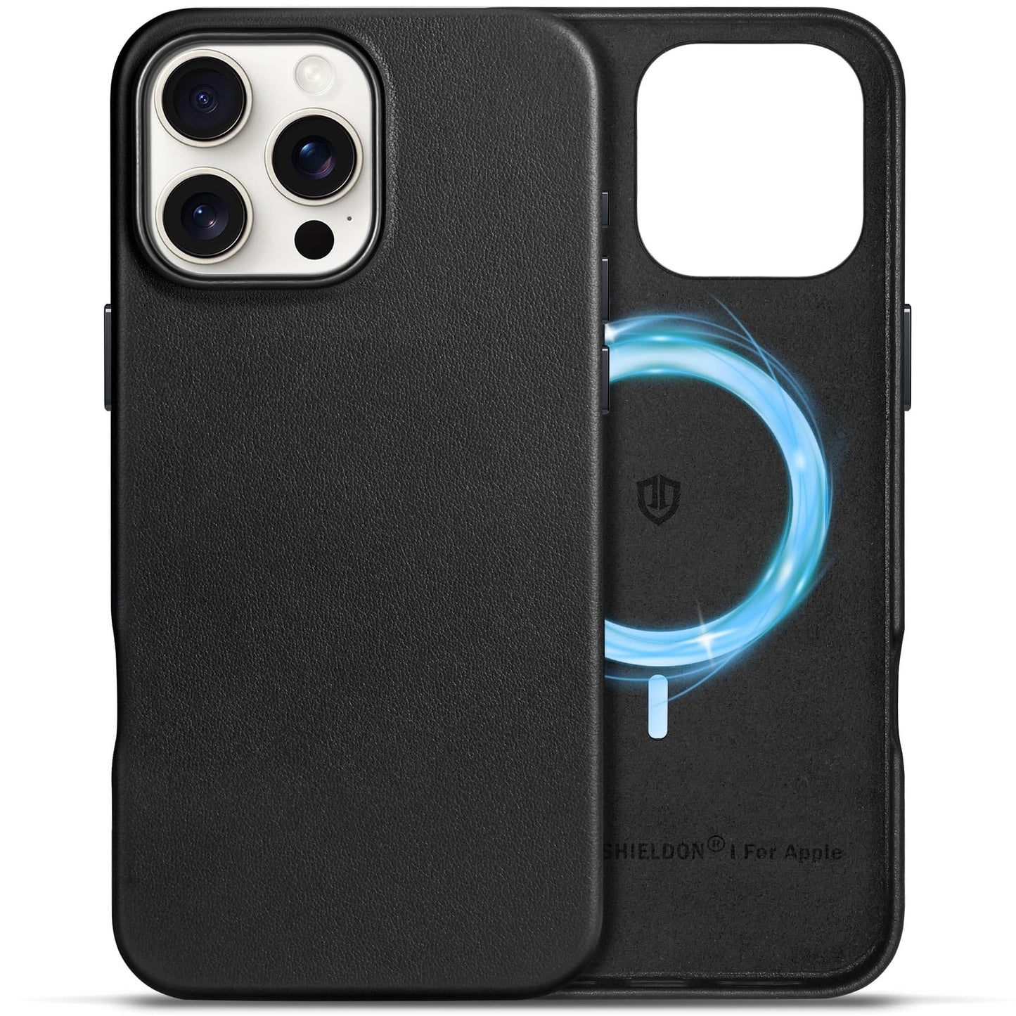 SHIELDON Case for iPhone 16 Pro 6.3" 2024, Genuine Leather, Magnetic Wireless Charging, Slim Fit, Non-Slip, Metal Button, Shockproof Protective Case Compatible with iPhone 16 Pro - Nappa Saddle Brown