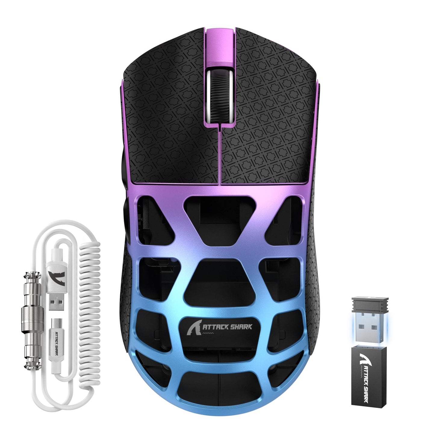ATTACK SHARK R3PRO 46g Superlight Magnesium Alloy Mouse, 8000Hz Wireless Polling Rate, 26000 DPI, 2.4G/BT/Wired Gaming Mouse, PixArt PAW3395 Sensor G502, with Coiled Cable, PC/Mac, Grey