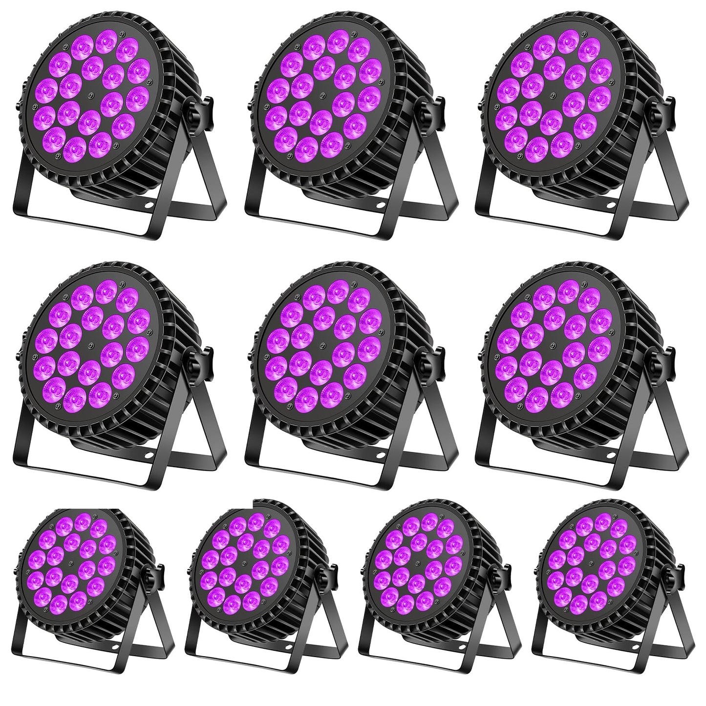 200 W 18 LED Par UV + RGB Stage Light Spotlight, DMX512 Disco Light, Party Light, 8CH Par Spotlight, Strobe/Sound/Active Mode Lighting DJ Light Effect for Show Bar Party Music Festival Halloween