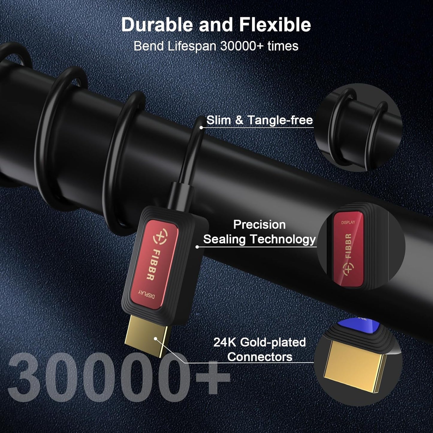 GeoHN.G 8K Fiber Optic HDMI Cable 1M, 48Gbps High-Speed HDMI 2.1 Cable 8K@60Hz 4K@120Hz Dolby/Dynamic HDR/HDCP 2.3/eARC Compatible with Blu-ray/TV Box/HDTV/Projector