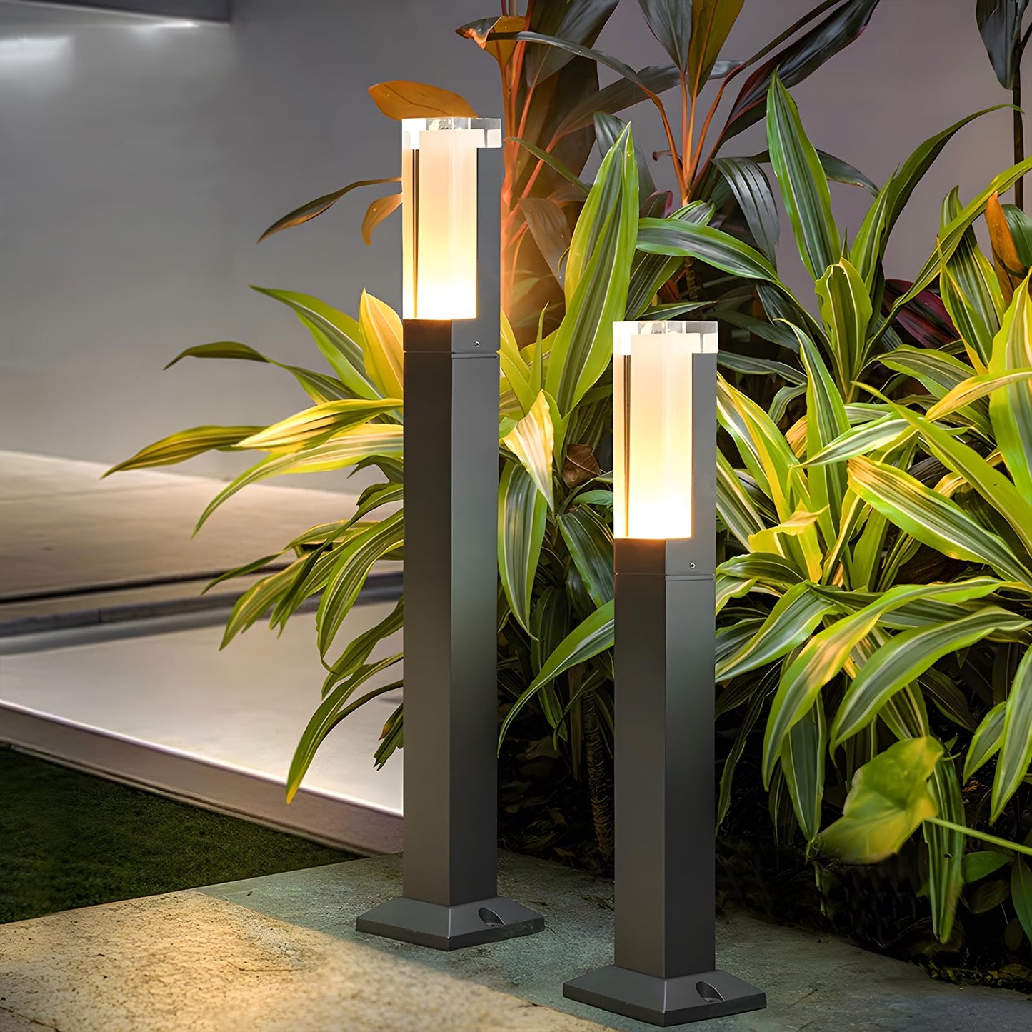 ZTWLEED Pack of 2 LED Path Lights, Outdoor, 6 W Bollard Light, Outdoor Natural White, 4000 K, IP65 Waterproof Garden Lighting for Lawn, Patio, Path, Garage, Black, 40 cm, 110-240 V
