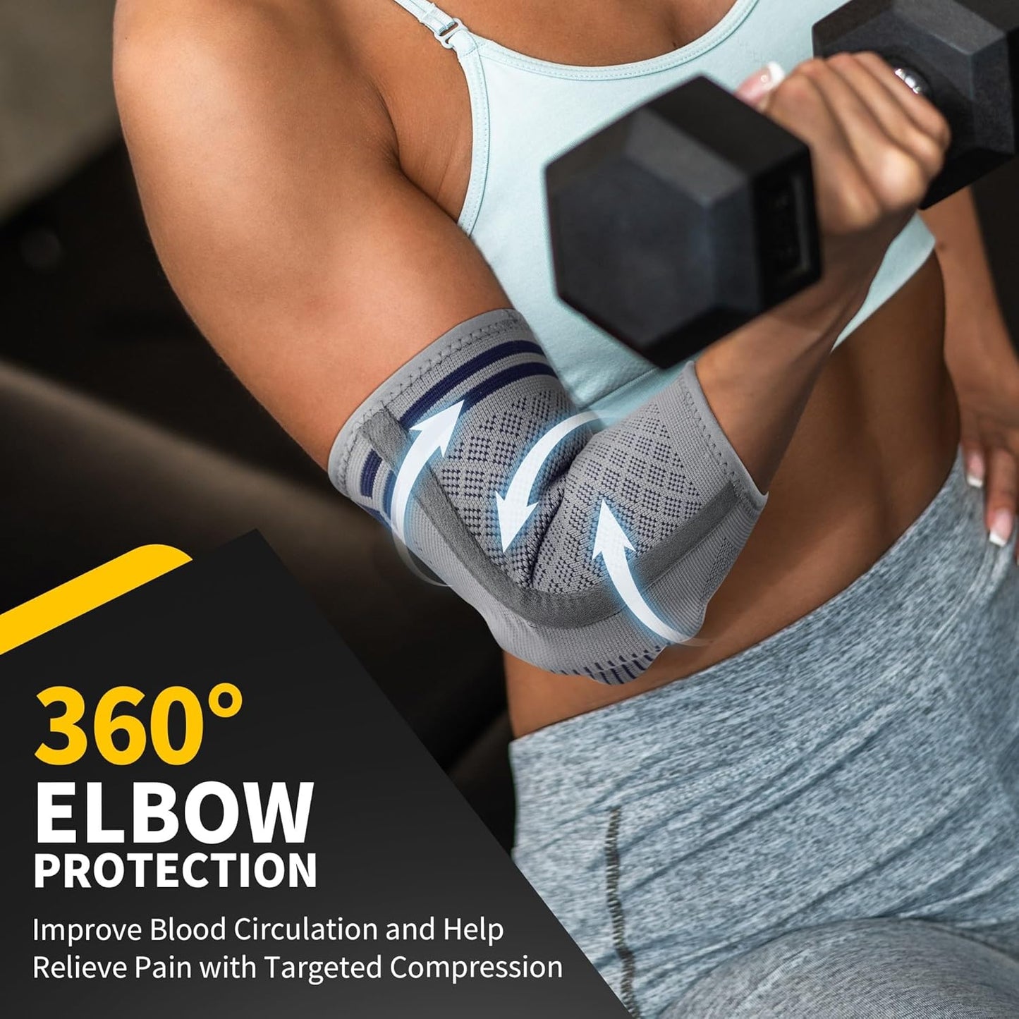 CAMBIVO 1 Pair Elbow Brace for Tendonitis and Tennis Elbow with Gel Pad and Dual Stabilizers, Arm Sleeves for Women & Men, Elbow Compression Sleeve for Golfer's Elbow, Weightlifting