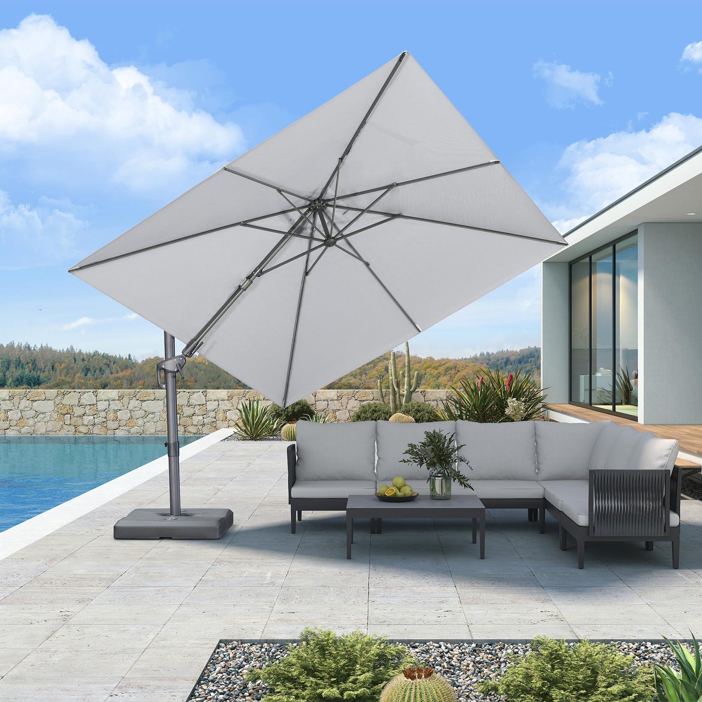 Parasolar PURPLE LEAF Durable Fabric Cantilever 270x350 cm Gri
