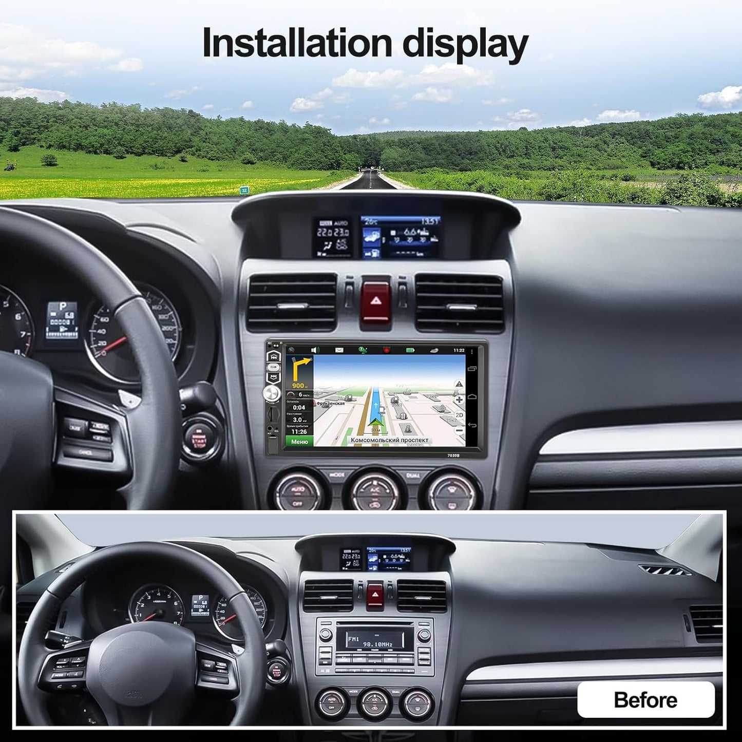 CAMECHO 1 DIN Car Radio with CarPlay Android Car 7 Inch Screen with Bluetooth Touchscreen with Reversing Camera Mirror Link FM Radio SWC USB
