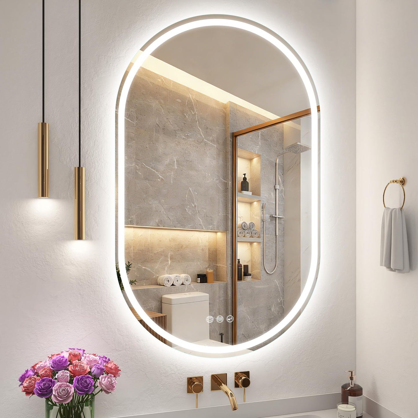 Oglinda baie Sbagno 100x60 cm LED anti-aburire