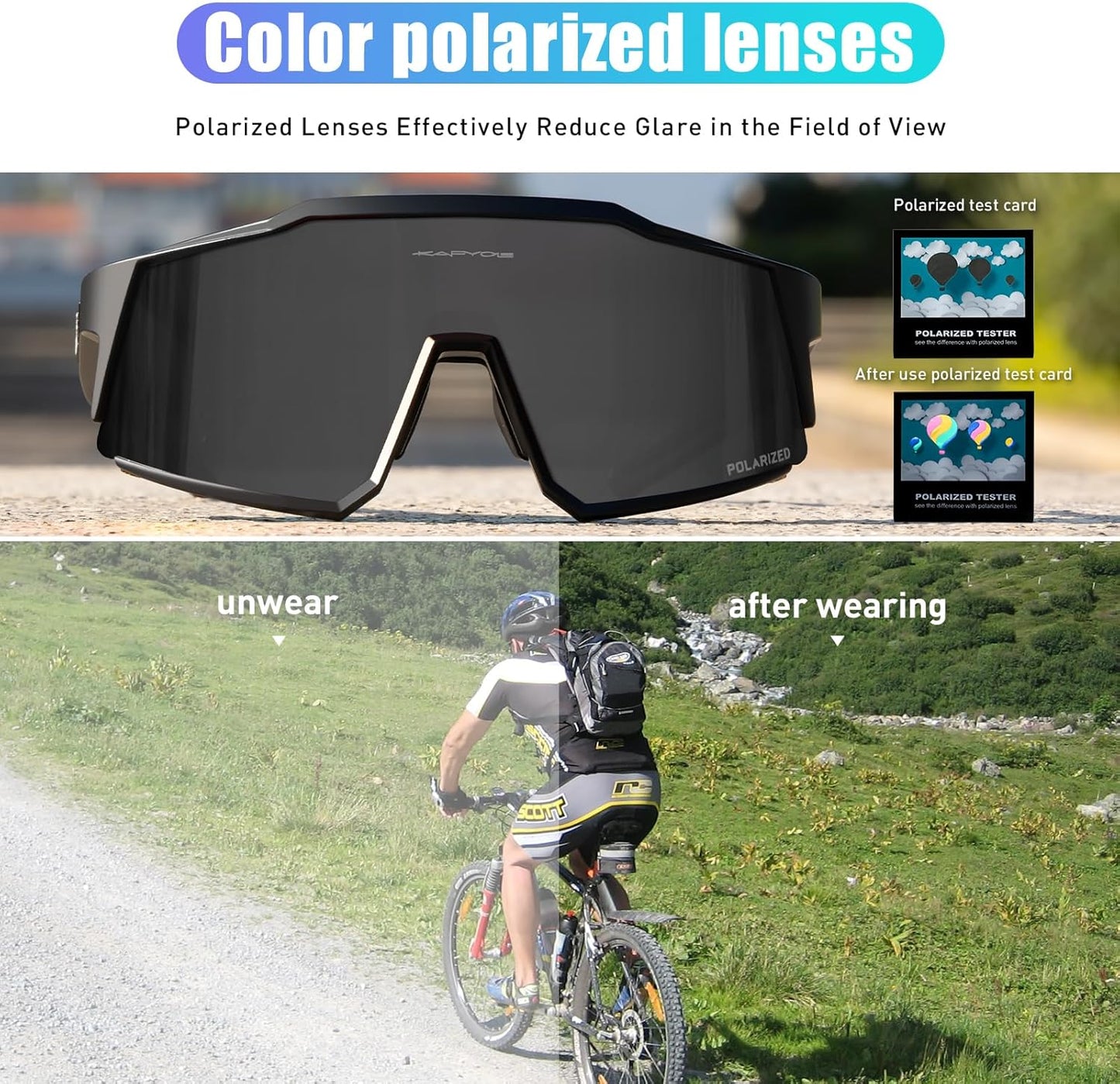 KAPVOE Polarized Cycling Glasses With 1 Lens Or 4 Interchangeable Lens Tr90 Frame For Men Women Sports Sunglasses Bike K9022