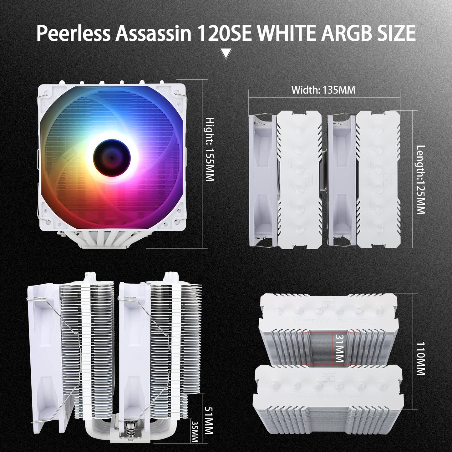 Cooler Procesor Thermalright Peerless Assassin 120 SE ARGB White