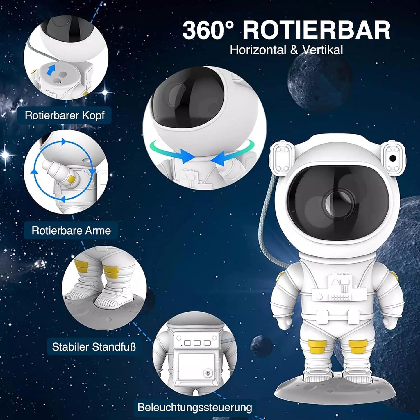 SWIFTVEIN Astronaut LED Starry Sky Projector, Galaxy Light with Remote Control and Timer, Star Projector Kids and Adults, Smart Star Projector White