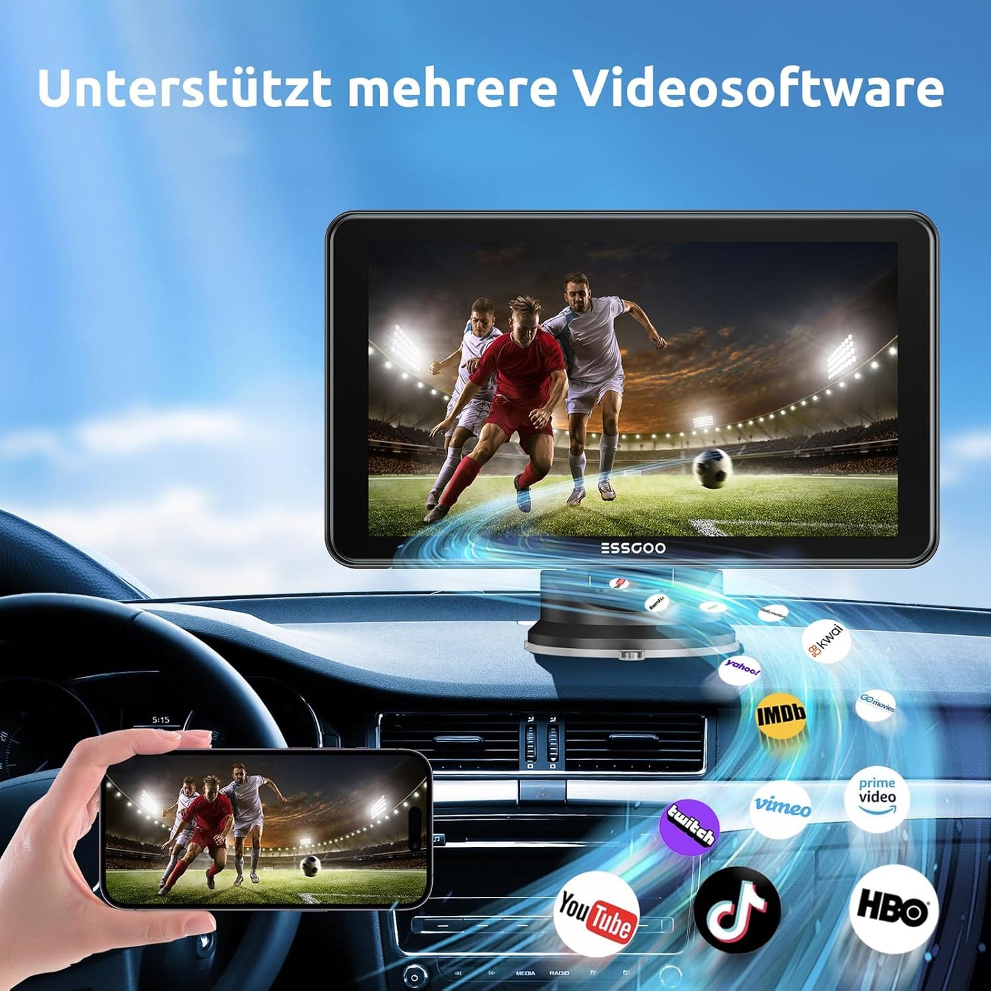 A-pple CarPlay & Android Car, 7 Inch IPS Carplay Display, Supports Siri & G-oogle Assistant, Online Maps, Easy Installation, Suitable for Various Vehicle Models