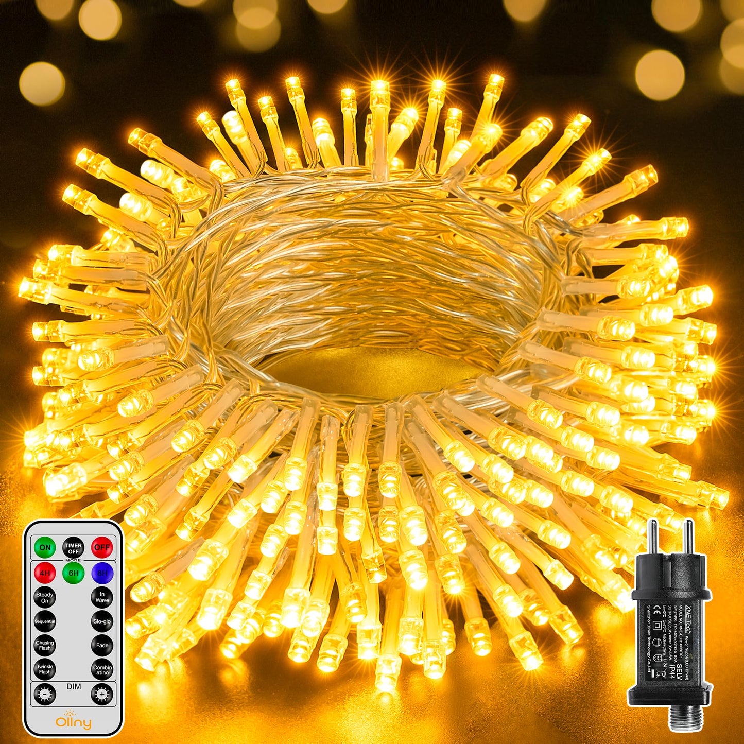 Ollny Outdoor Fairy Lights, 80 m, 800 LEDs, Christmas Lighting Outdoor 8 Modes with Remote Control Timer, Fairy Lights Long IP44 Waterproof for Christmas, Wedding, Easter, Garden (Warm White)