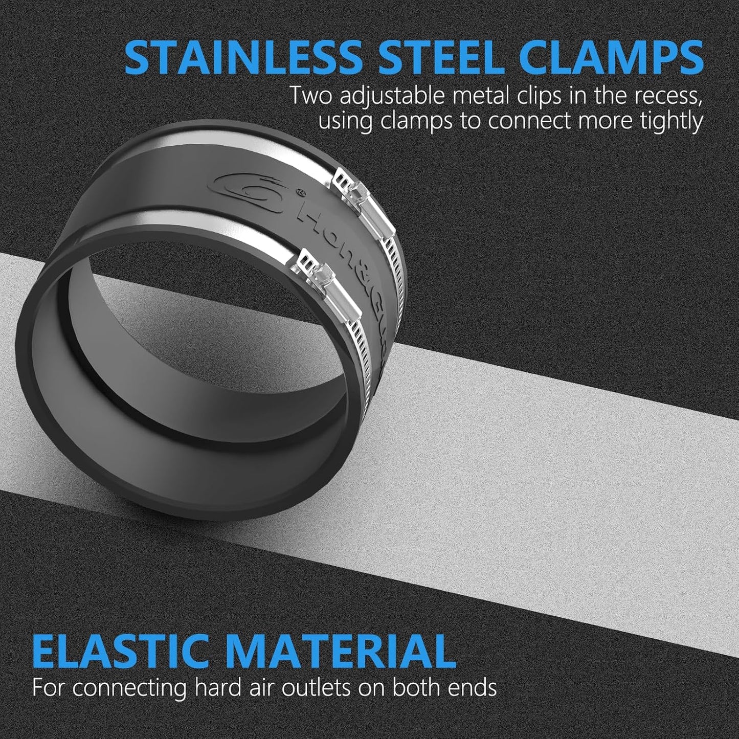 Hon&Guan 100 mm Flexible Rubber Sleeve Rubber Coupling with Two Stainless Steel Clamps, Noise-Reducing Cuff Odourless, Pipe Connector for Pipe Fan, Carbon Filter, Rigid Pipe, Steel Pipe