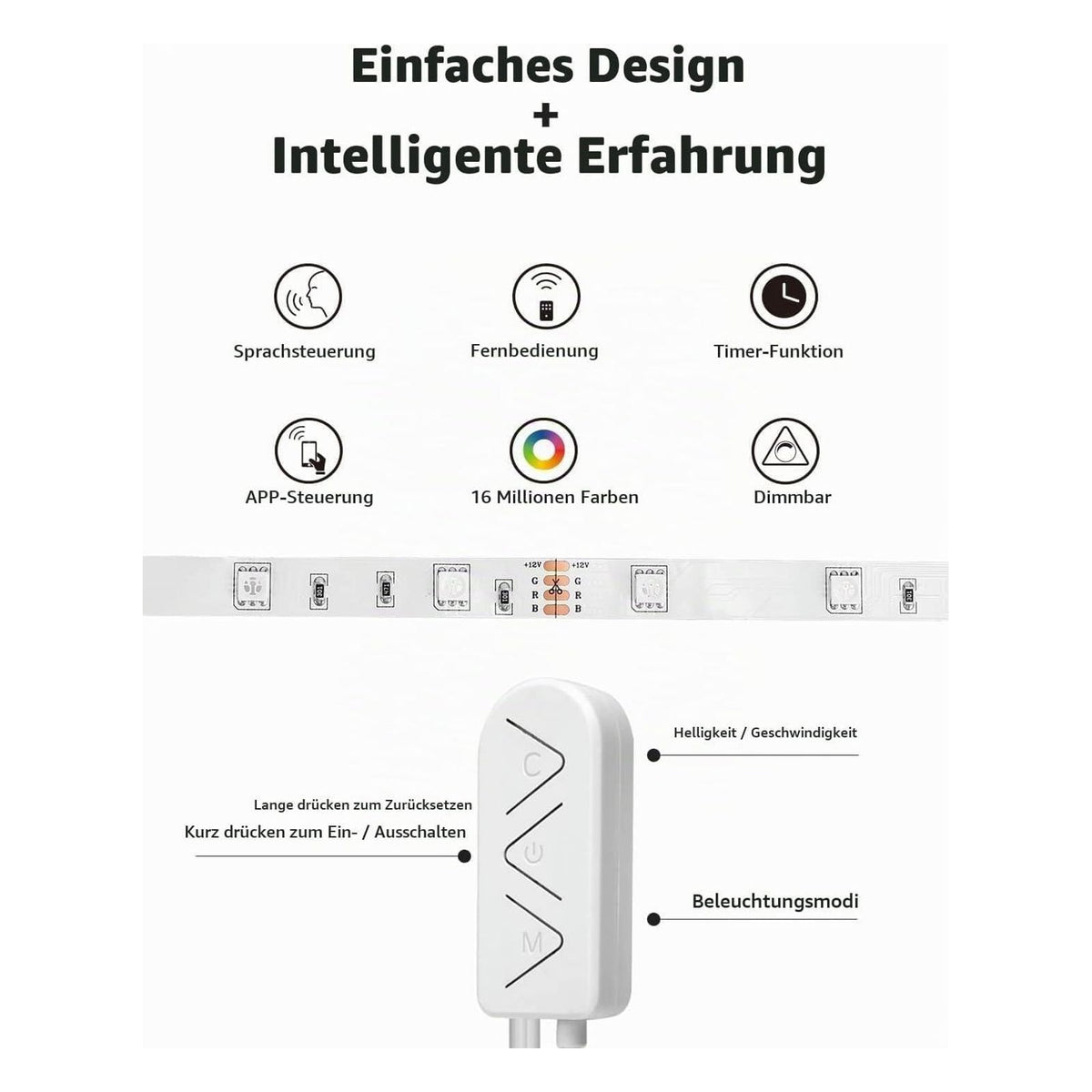 Banda LED inteligenta Lepro WiFi RGB 10 m, compatibila cu Alexa si Google Home
