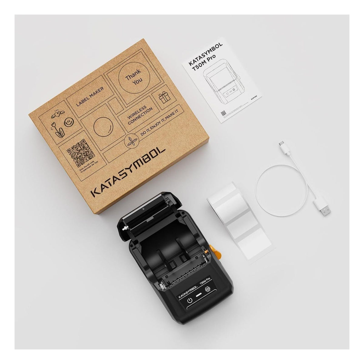 Imprimanta de etichete SUPVAN T50M Pro cu Bluetooth si etichete late rezistente la apa