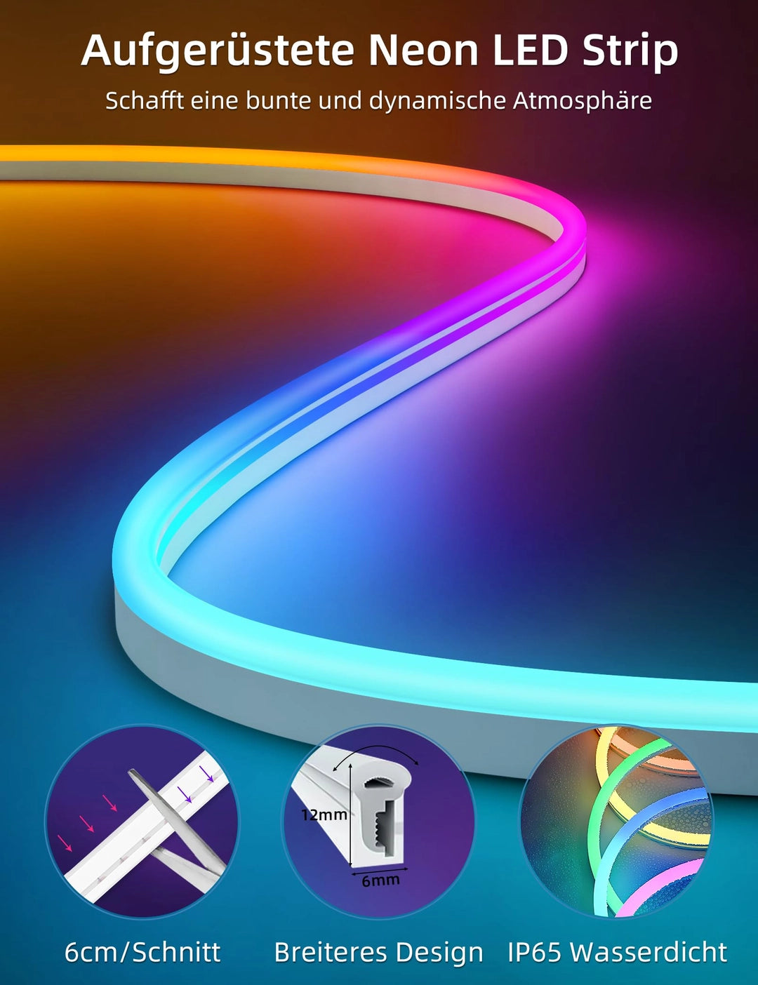 Banda Led Neon Smart Lamomo Diferite Marimi RGB, 24V