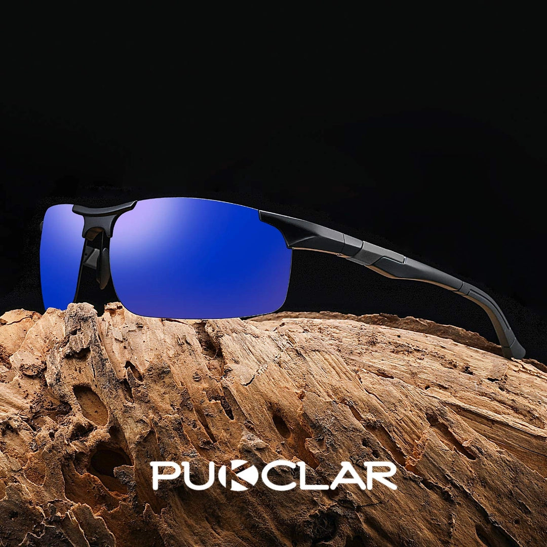 Ochelari de Soare PUKCLAR pentru Barbati, Polarizati, Sport, Conducere, Rama Metalica Al-Mg, Dreptunghiulari, Cat 3