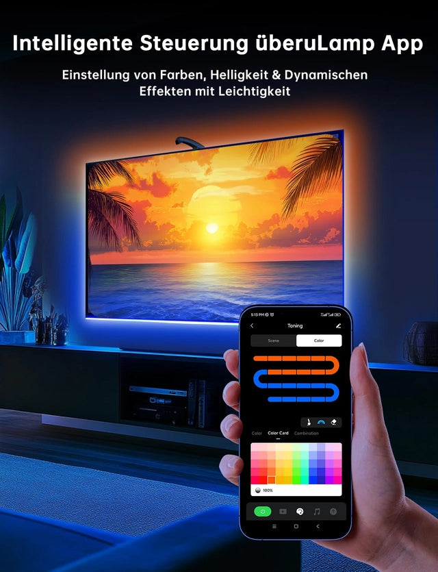 Gvyugke Smart TV Ambient Lighting – Iluminare ambientala inteligenta pentru TV 55–65 inch, sincronizare automata cu ecranul