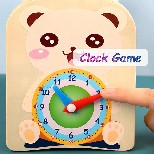 Kingbar 4-in-1 Jucarie Montessori din Lemn pentru Copii – Whack-a-Mole, Xilofon, Ceas, Dezvoltare Abilitati Motorii