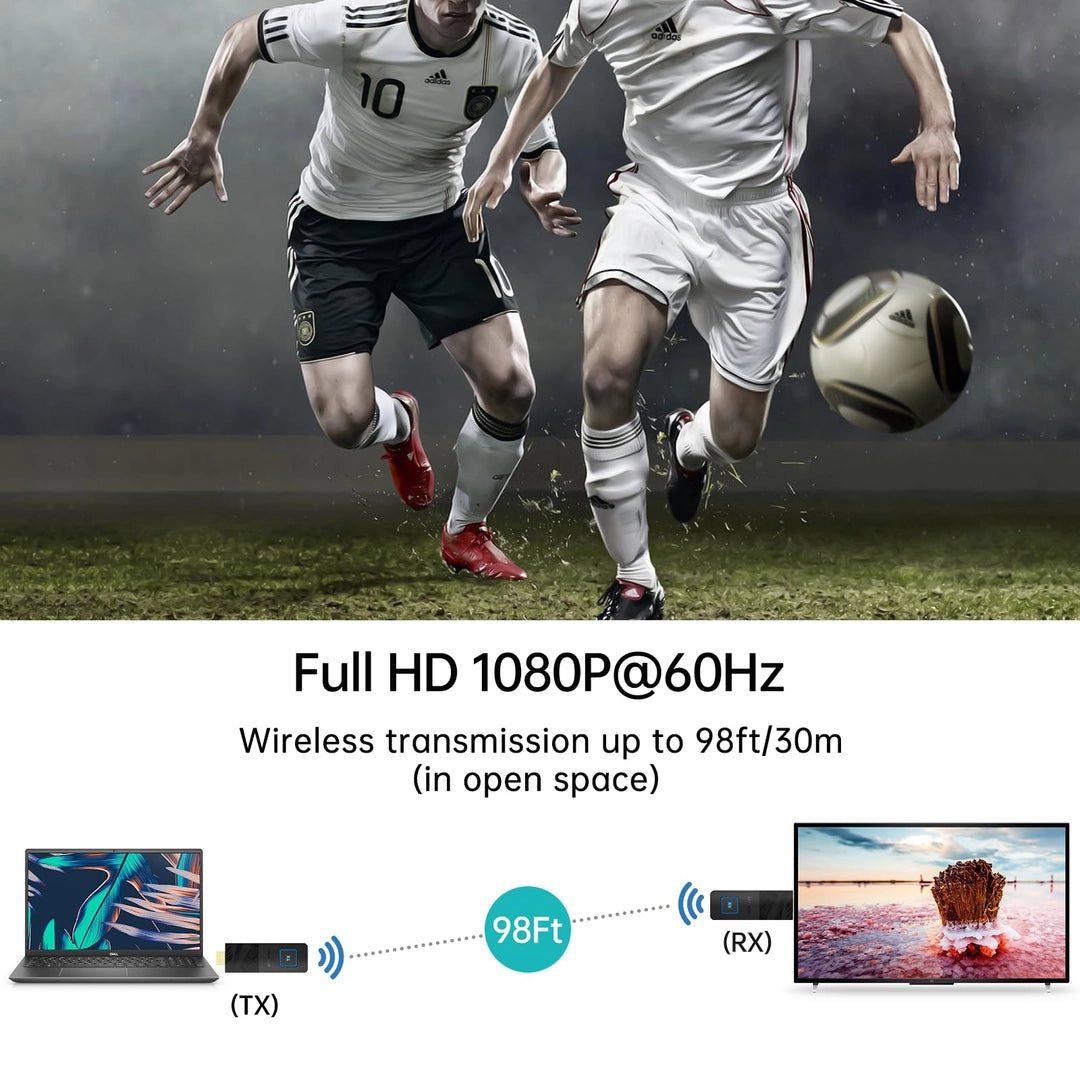 Transmitator Wireless HDMI MT-VIKI cu Receiver, 30M, 1080P@60Hz, 2.4/5GHz, Plug & Play, Compatibil Laptop, PC, Monitor, Proiector, HDTV