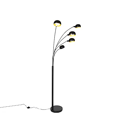 Lampa podea Sixties 5xE14 neagra Qazqa, design retro pentru living