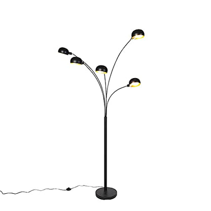 Lampa podea Sixties 5xE14 neagra Qazqa, design retro pentru living