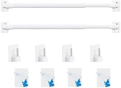 Set tije perdea Venwemong 2 bucati extensibile 80-130 cm cu carlige autoadezive