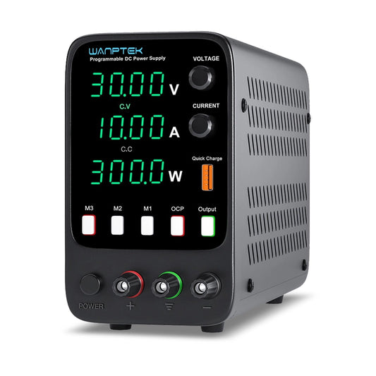 Sursa de Alimentare Laborator WANPTEK POWER 30V 10A, Reglabila, cu 3 Memorii, Protectie OCP, Afisaj LED 4 Cifre, USB Fast Charging