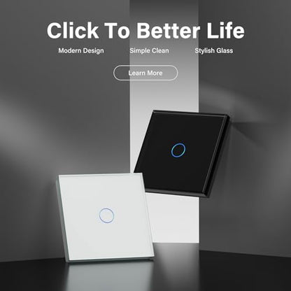 Intrerupator touch 1 gang + priza Schuko ingropata BSEED, sticla alba