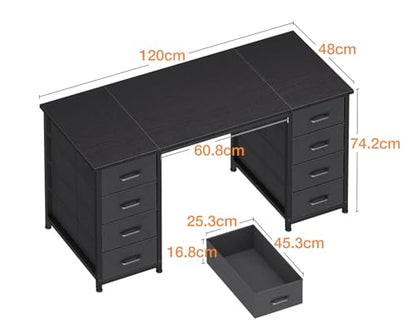 Birou office cu 8 sertare textile 120x48 cm Coleshome, depozitare robusta