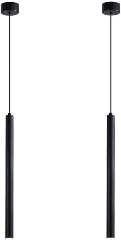 Set 2 pendule LED LIGKIN minimaliste din aluminiu, 50 cm, negre