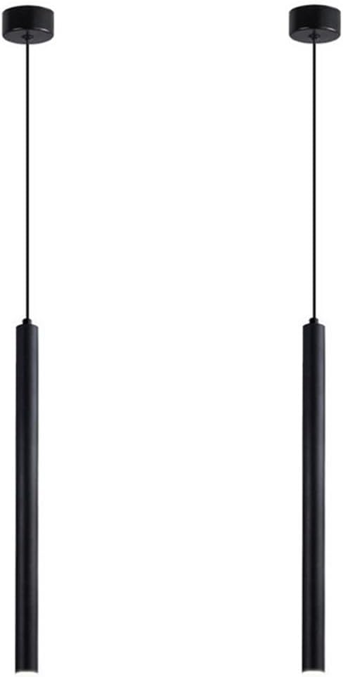 Set 2 pendule LED LIGKIN minimaliste din aluminiu, 50 cm, negre