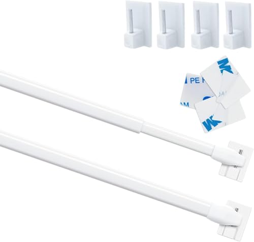 Bara perdea extensibila fara gauri 90-150 cm + carlige adezive, alb